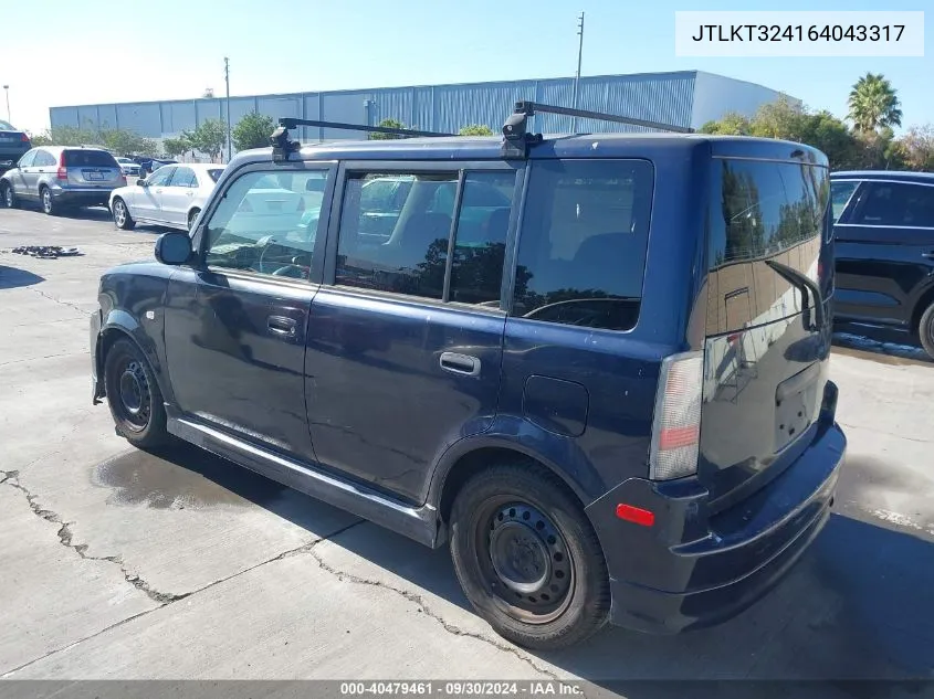 2006 Scion Xb VIN: JTLKT324164043317 Lot: 40479461