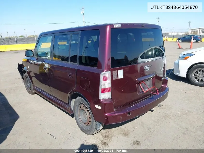 2006 Scion Xb VIN: JTLKT324364054870 Lot: 40487291