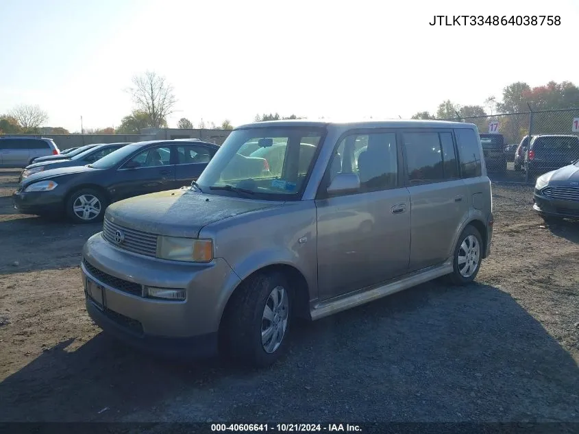 2006 Scion Xb Xb VIN: JTLKT334864038758 Lot: 40606641