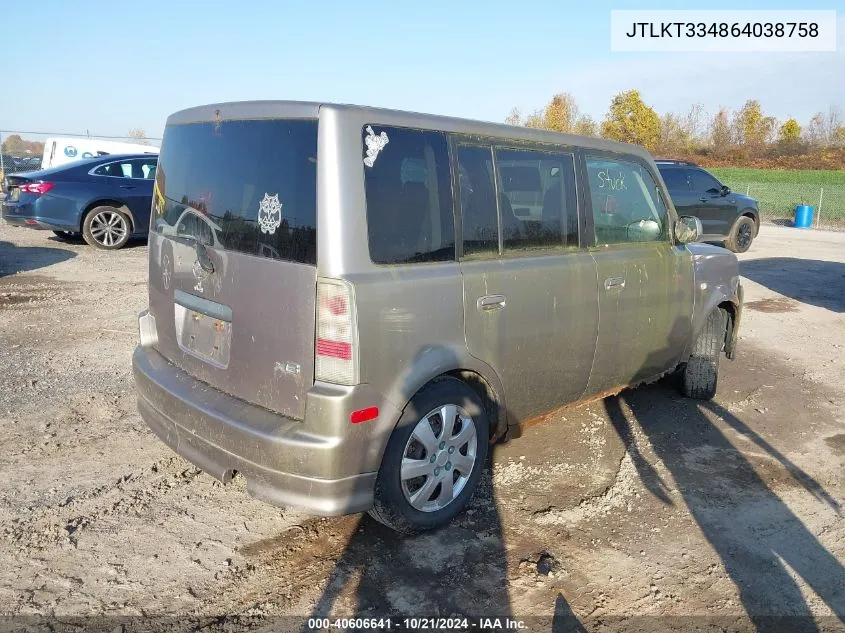 2006 Scion Xb Xb VIN: JTLKT334864038758 Lot: 40606641