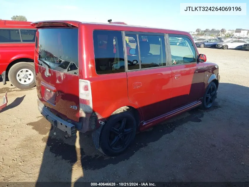 2006 Scion Xb VIN: JTLKT324264069196 Lot: 40646628