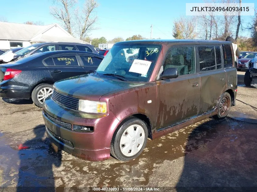 2006 Scion Xb VIN: JTLKT324964093415 Lot: 40730993