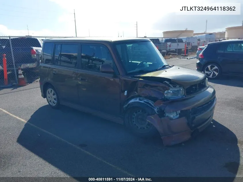 2006 Scion Xb VIN: JTLKT324964118362 Lot: 40811591