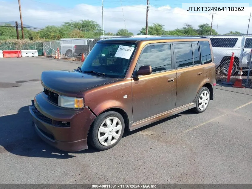 2006 Scion Xb VIN: JTLKT324964118362 Lot: 40811591