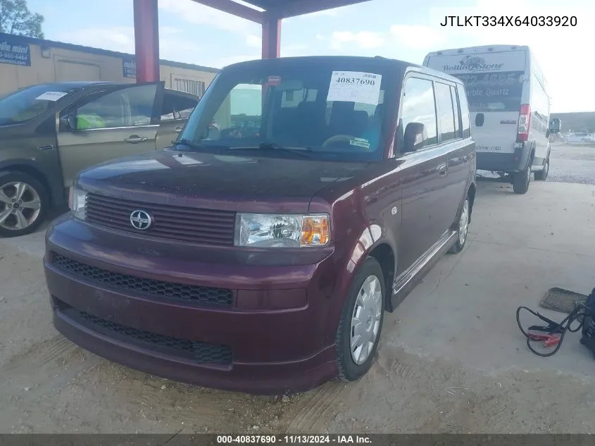 2006 Scion Xb VIN: JTLKT334X64033920 Lot: 40837690