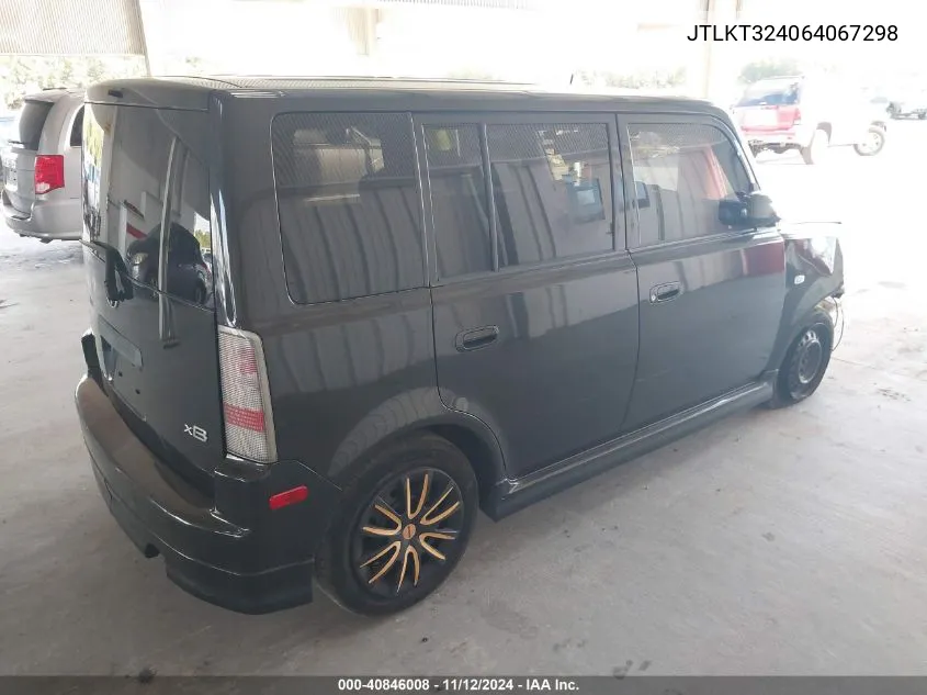 2006 Scion Xb VIN: JTLKT324064067298 Lot: 40846008