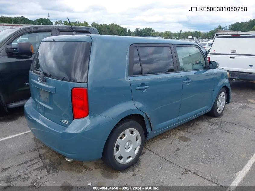 2008 Scion Xb VIN: JTLKE50E381050758 Lot: 40454650