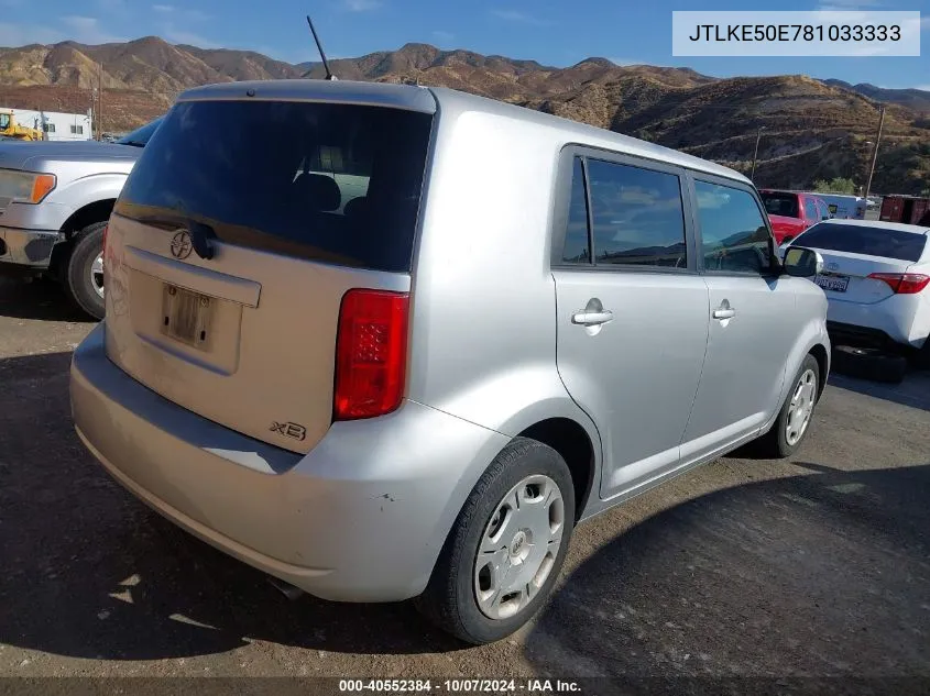 2008 Scion Xb VIN: JTLKE50E781033333 Lot: 40552384