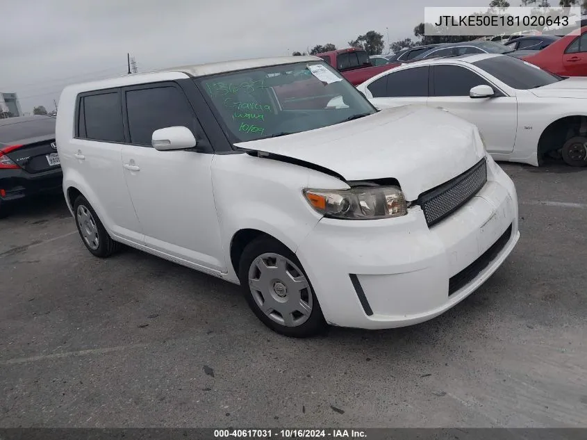 2008 Scion Xb VIN: JTLKE50E181020643 Lot: 40617031