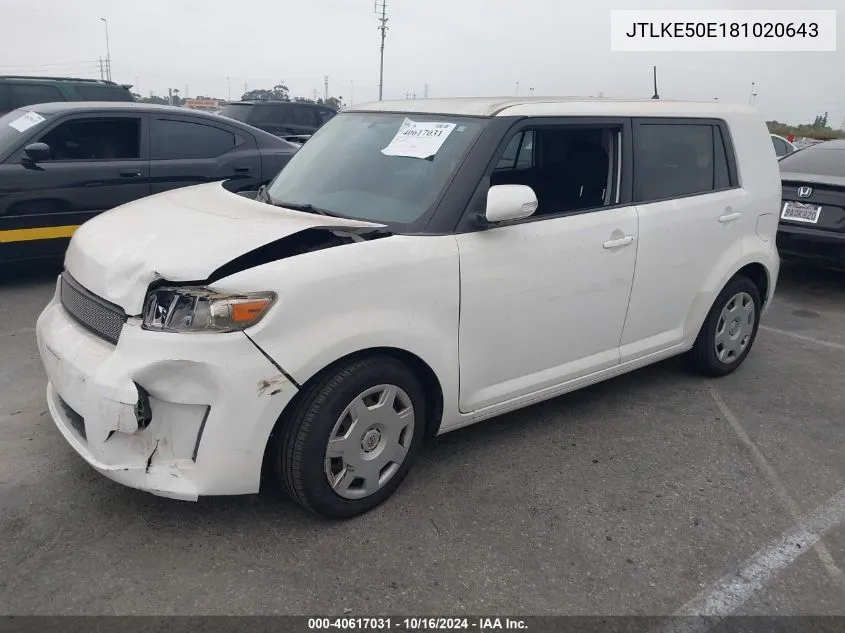 2008 Scion Xb VIN: JTLKE50E181020643 Lot: 40617031