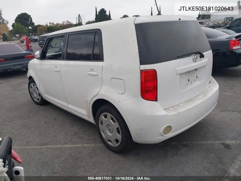 2008 Scion Xb VIN: JTLKE50E181020643 Lot: 40617031