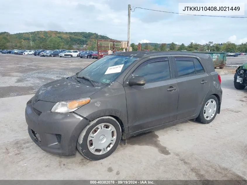 2008 Scion Xd VIN: JTKKU10408J021449 Lot: 40382078