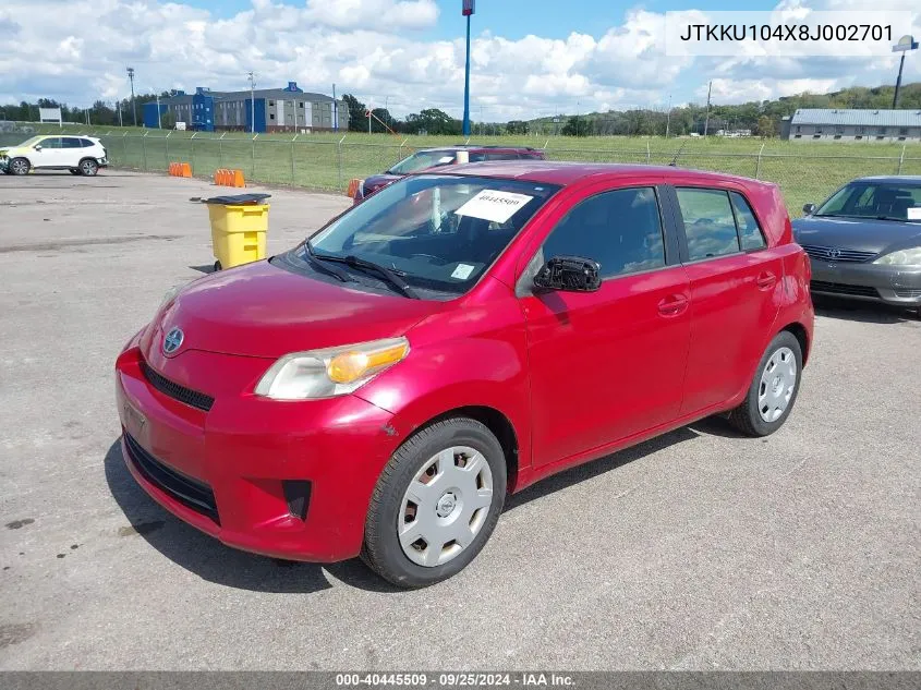 2008 Scion Xd VIN: JTKKU104X8J002701 Lot: 40445509