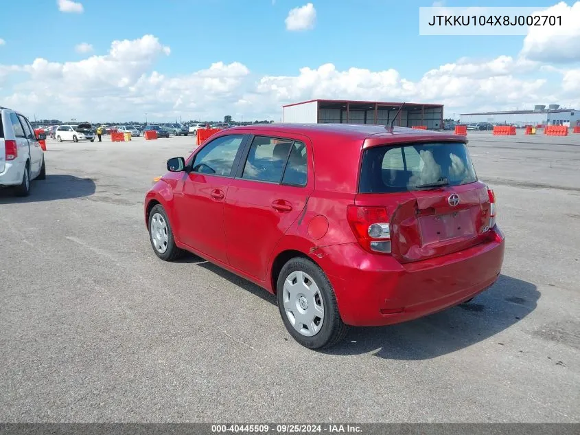 2008 Scion Xd VIN: JTKKU104X8J002701 Lot: 40445509