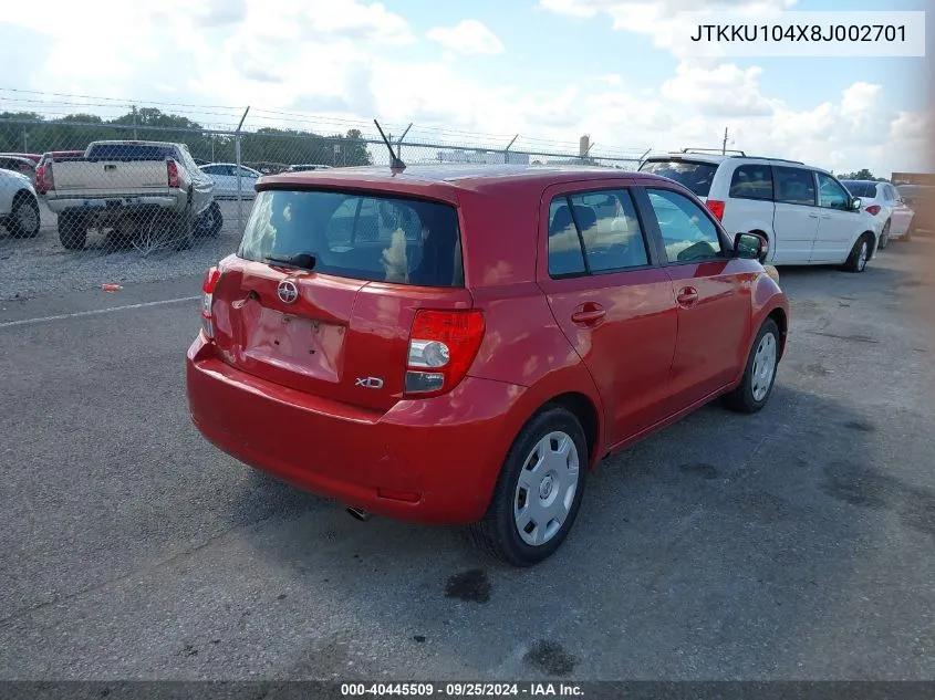 2008 Scion Xd VIN: JTKKU104X8J002701 Lot: 40445509