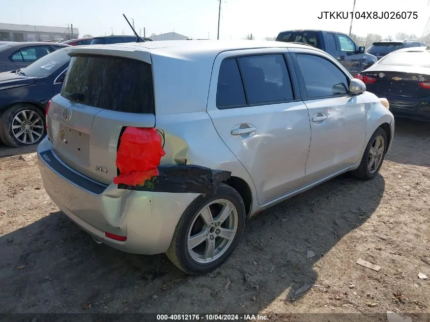 2008 Scion Xd VIN: JTKKU104X8J026075 Lot: 40512176