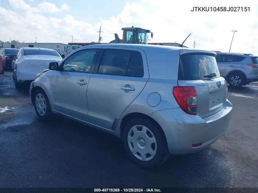 2008 Scion Xd VIN: JTKKU10458J027151 Lot: 40715369