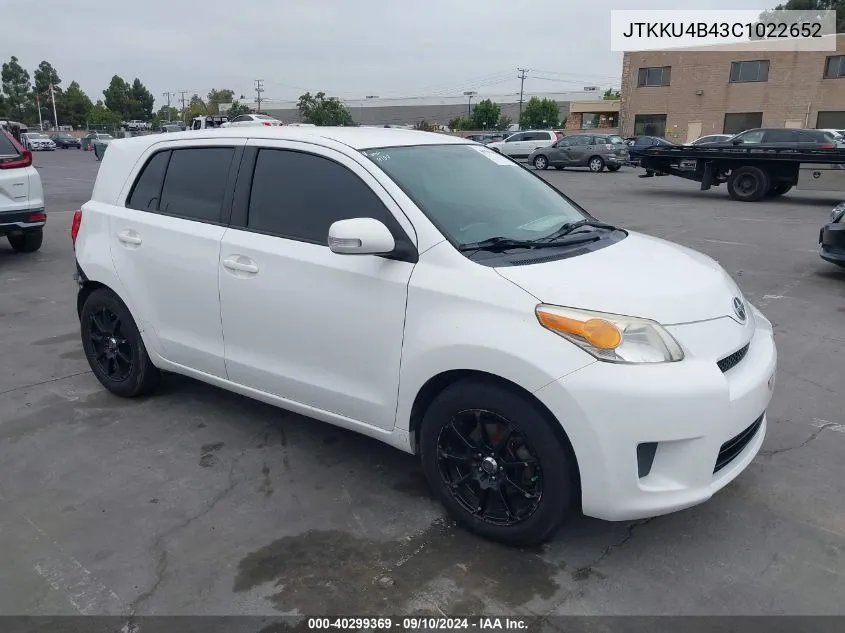 2012 Scion Xd VIN: JTKKU4B43C1022652 Lot: 40299369