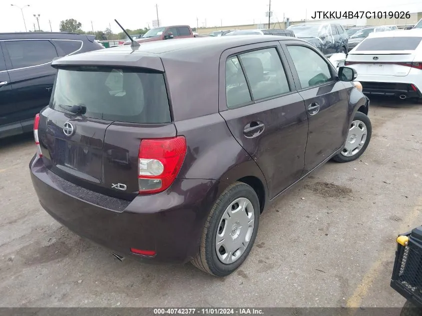 2012 Scion Xd VIN: JTKKU4B47C1019026 Lot: 40742377