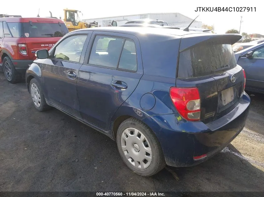 2012 Scion Xd VIN: JTKKU4B44C1027911 Lot: 40770560