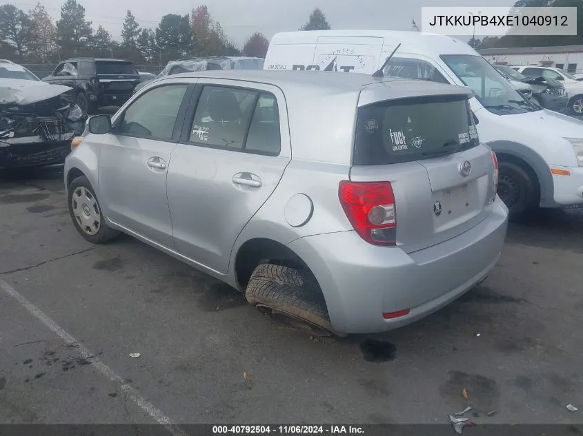 2014 Scion Xd VIN: JTKKUPB4XE1040912 Lot: 40792504