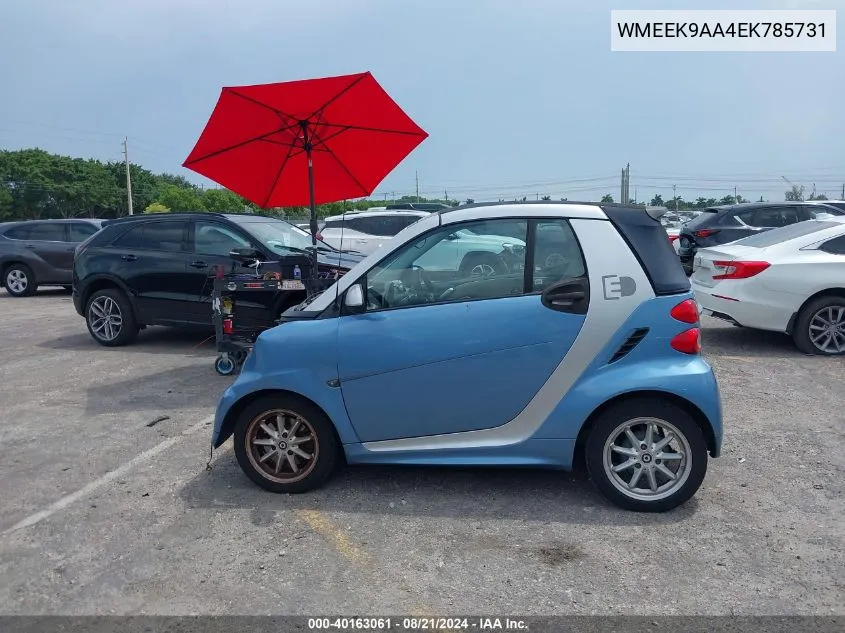 2014 Smart Fortwo Electric Drive VIN: WMEEK9AA4EK785731 Lot: 40163061