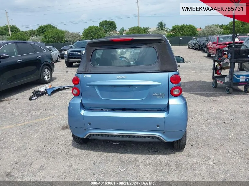 2014 Smart Fortwo Electric Drive VIN: WMEEK9AA4EK785731 Lot: 40163061