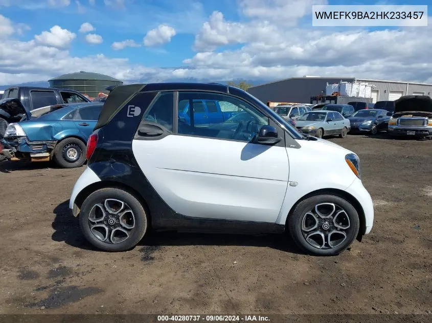 WMEFK9BA2HK233457 2017 Smart Fortwo Electric Drive Passion/Prime