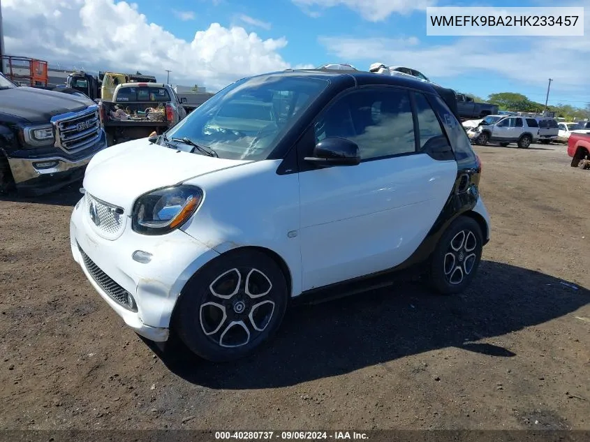 WMEFK9BA2HK233457 2017 Smart Fortwo Electric Drive Passion/Prime