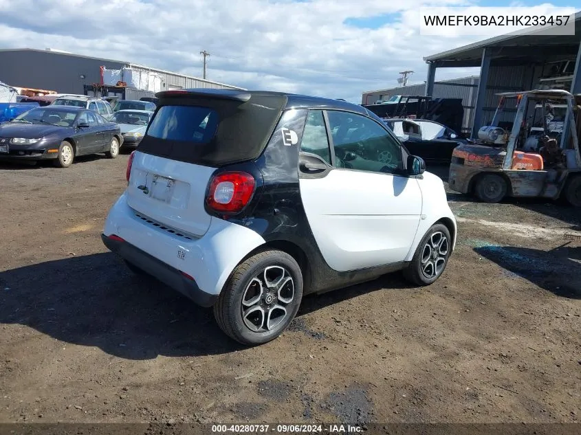 WMEFK9BA2HK233457 2017 Smart Fortwo Electric Drive Passion/Prime