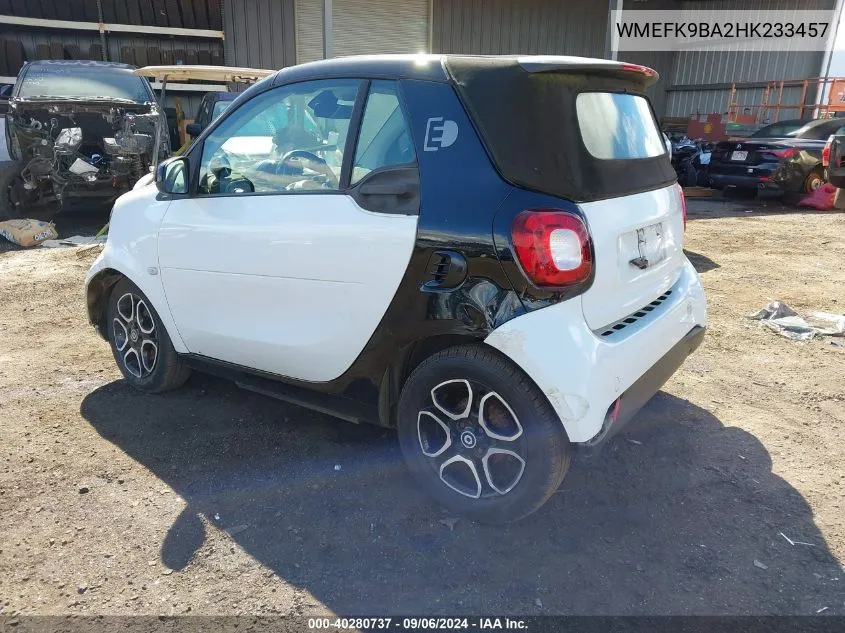 WMEFK9BA2HK233457 2017 Smart Fortwo Electric Drive Passion/Prime