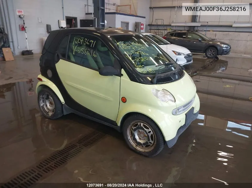 2006 Smart Fortwo VIN: WMEAJ00F36J258216 Lot: 12073691