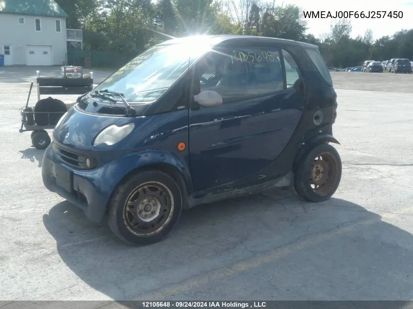 2006 Smart Fortwo VIN: WMEAJ00F66J257450 Lot: 12105648