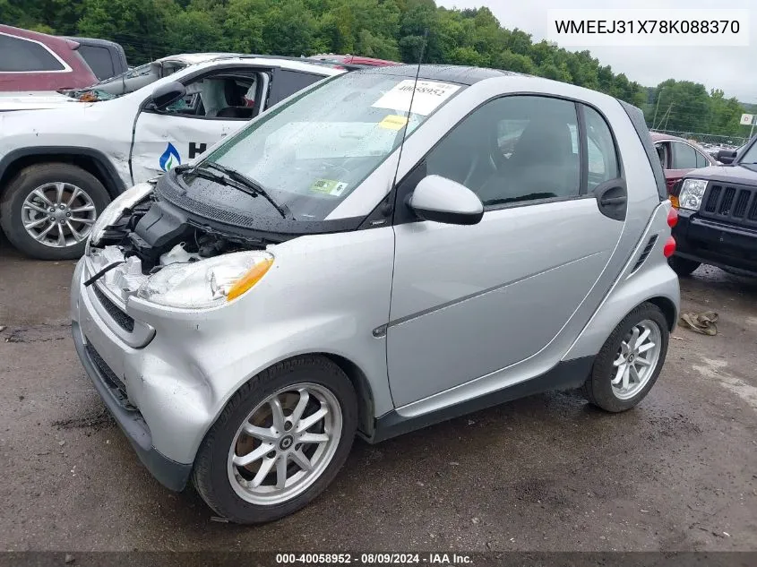 2008 Smart Fortwo Passion/Pure VIN: WMEEJ31X78K088370 Lot: 40058952