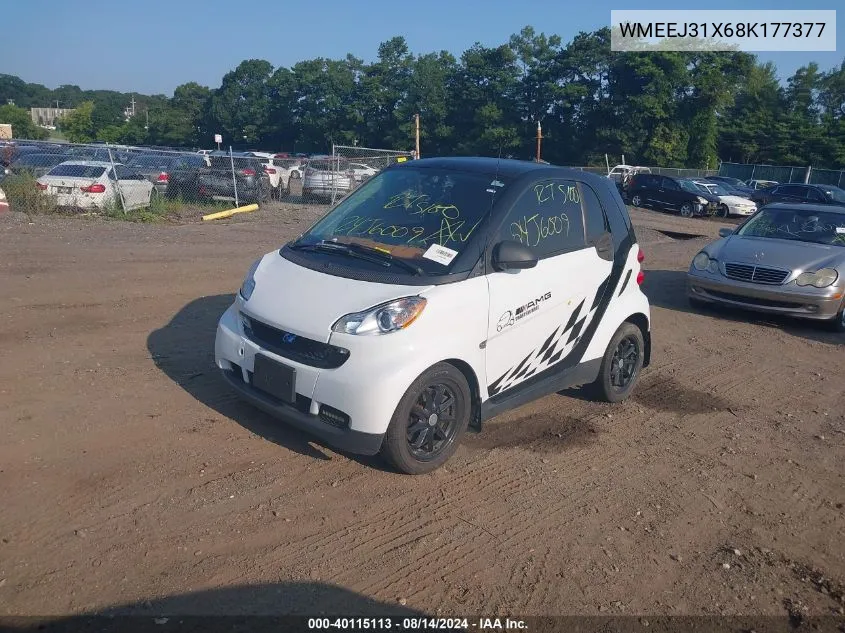 2008 Smart Fortwo Passion/Pure VIN: WMEEJ31X68K177377 Lot: 40115113