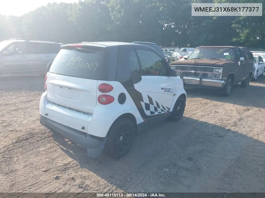 2008 Smart Fortwo Passion/Pure VIN: WMEEJ31X68K177377 Lot: 40115113