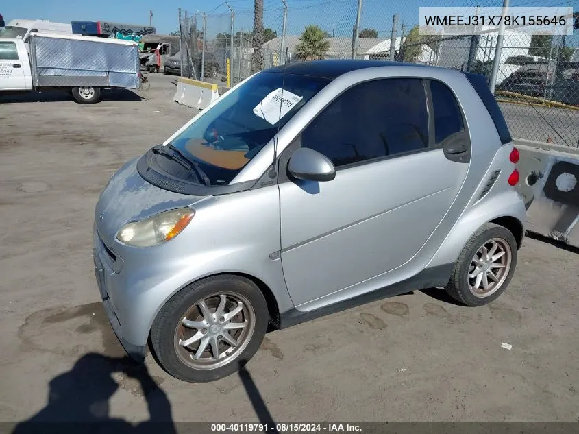 WMEEJ31X78K155646 2008 Smart Fortwo Passion/Pure