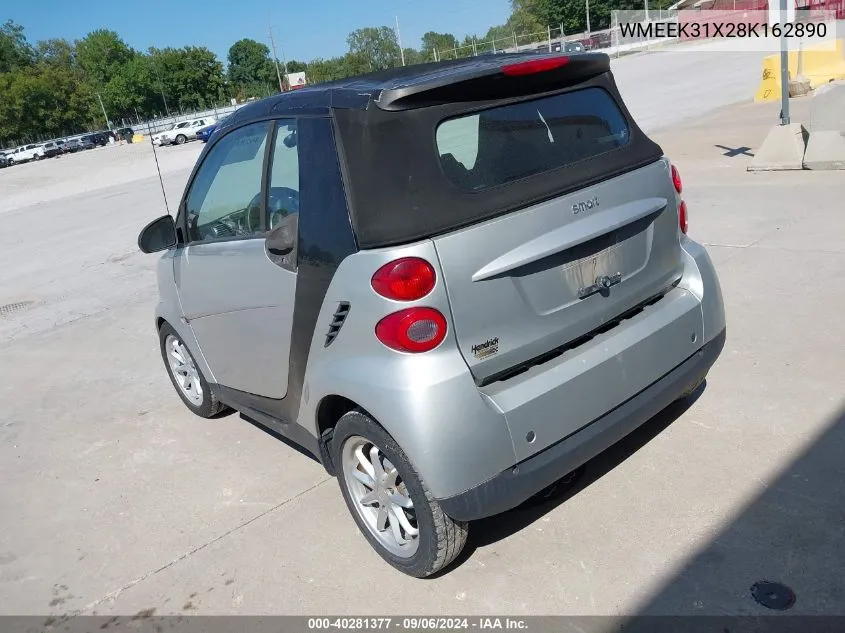 2008 Smart Fortwo Passion VIN: WMEEK31X28K162890 Lot: 40281377