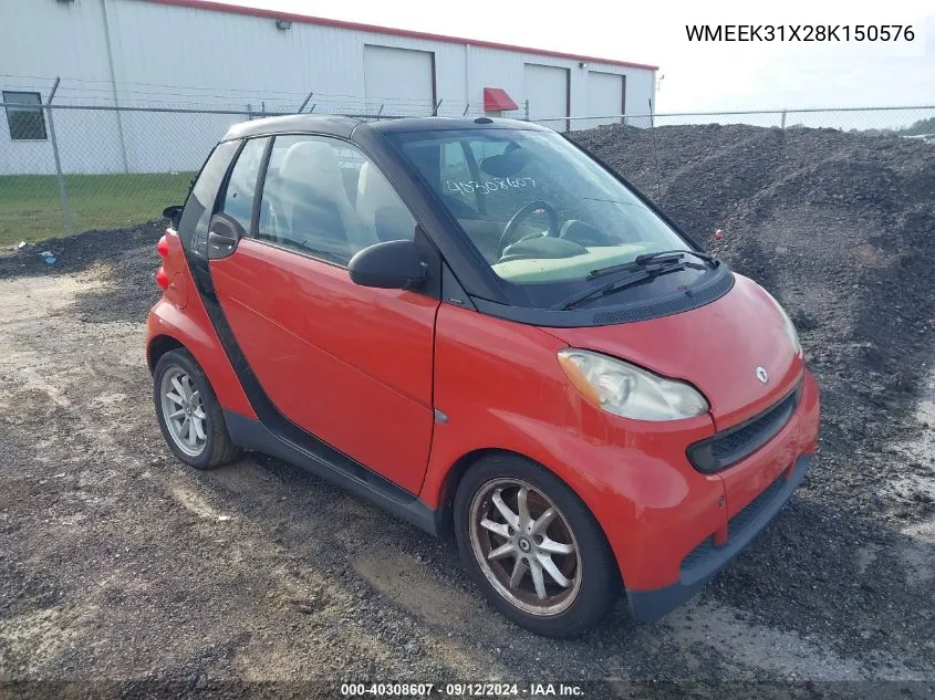 2008 Smart Fortwo Passion VIN: WMEEK31X28K150576 Lot: 40308607