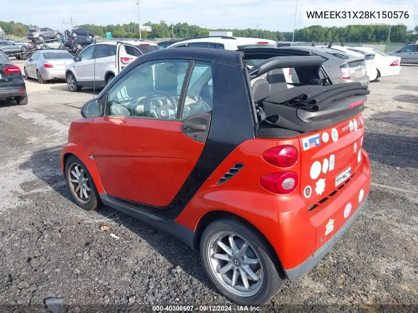 2008 Smart Fortwo Passion VIN: WMEEK31X28K150576 Lot: 40308607