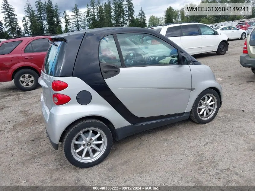 2008 Smart Fortwo Passion/Pure VIN: WMEEJ31X68K149241 Lot: 40336222