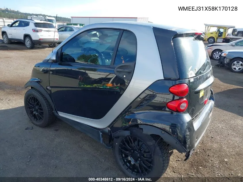 2008 Smart Fortwo Pure/Passion VIN: WMEEJ31X58K170128 Lot: 40348612