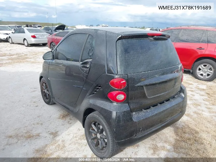 WMEEJ31X78K191689 2008 Smart Fortwo Pure/Passion