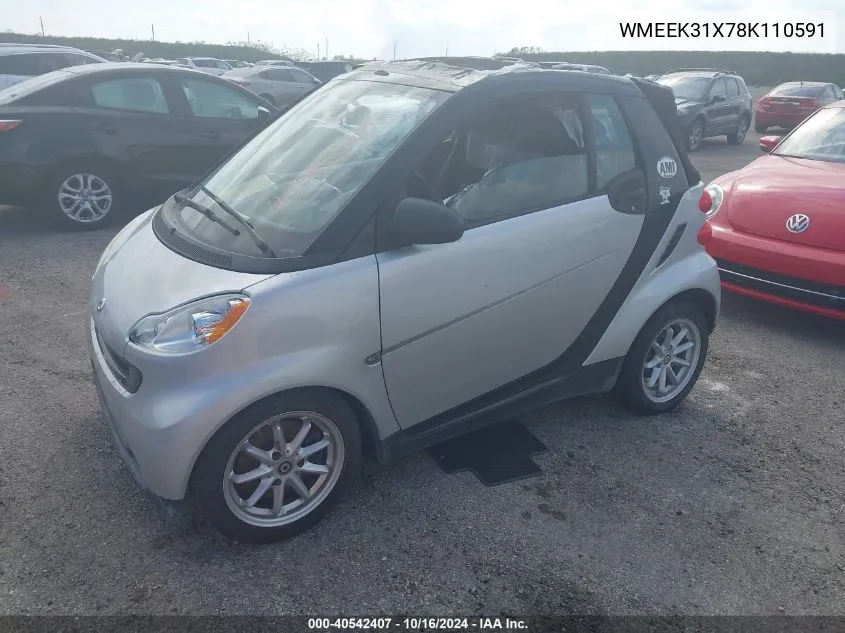 2008 Smart Fortwo Passion VIN: WMEEK31X78K110591 Lot: 40542407