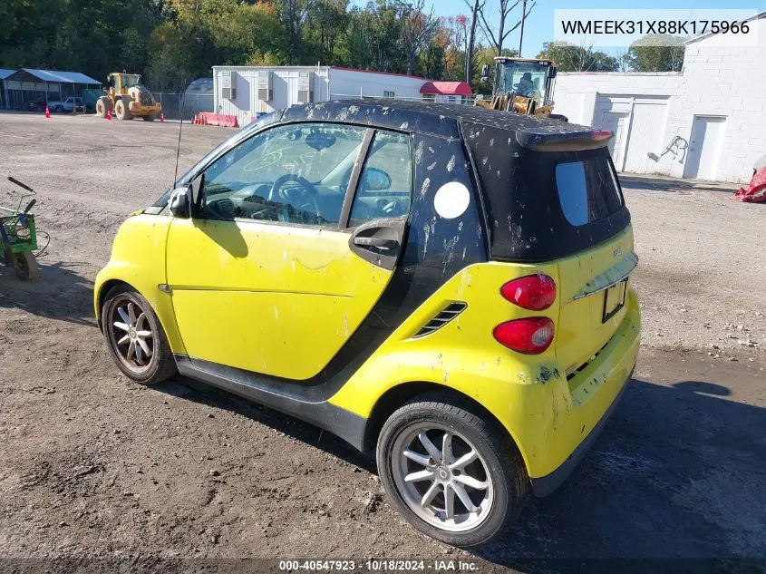 2008 Smart Fortwo Passion VIN: WMEEK31X88K175966 Lot: 40547923