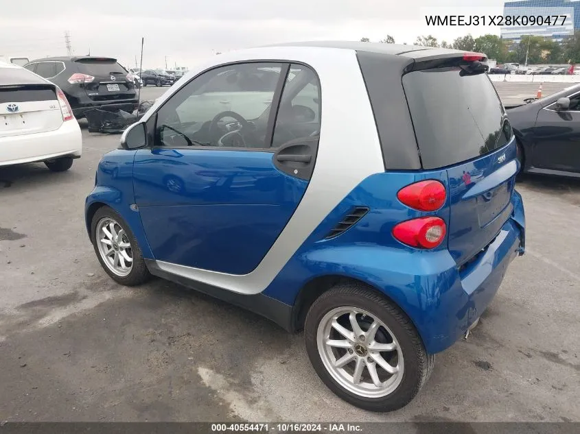 2008 Smart Fortwo Passion/Pure VIN: WMEEJ31X28K090477 Lot: 40554471