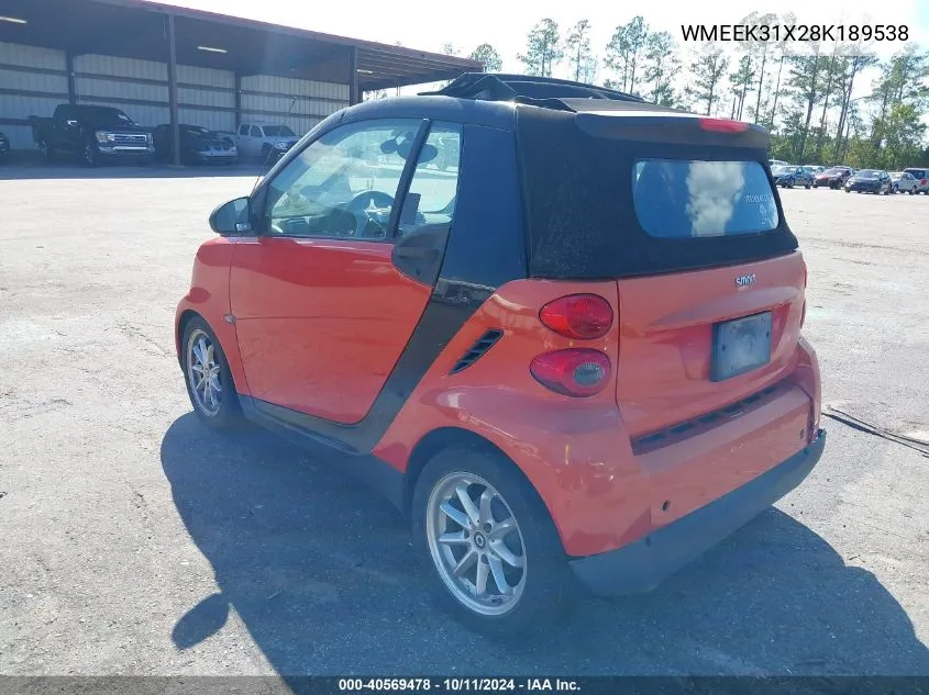 2008 Smart Fortwo Passion VIN: WMEEK31X28K189538 Lot: 40569478