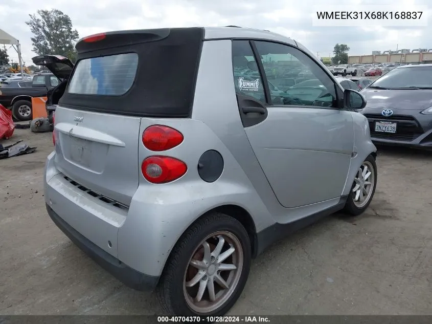 2008 Smart Fortwo Passion VIN: WMEEK31X68K168837 Lot: 40704370