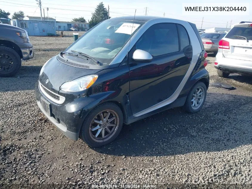 2008 Smart Fortwo Passion/Pure VIN: WMEEJ31X38K204440 Lot: 40762618