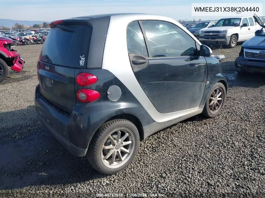 2008 Smart Fortwo Passion/Pure VIN: WMEEJ31X38K204440 Lot: 40762618